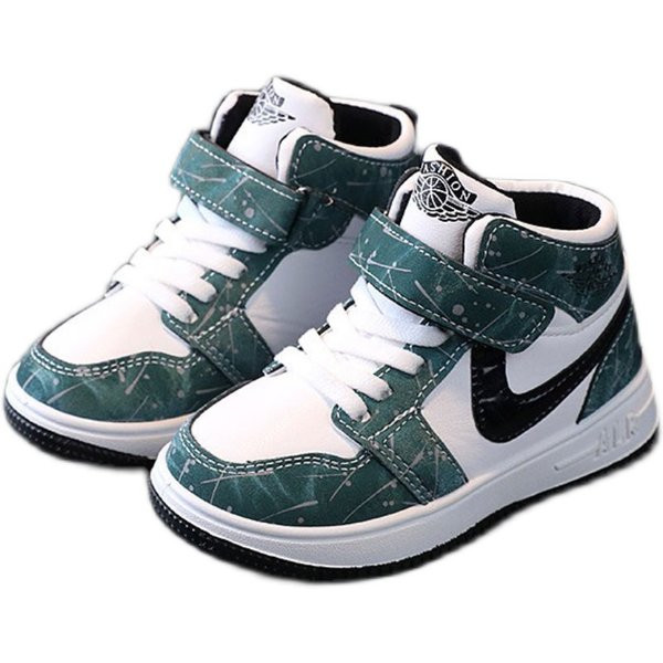 Jauns bērnu augsto kedu modelis ar plakanu zoli - eko āda