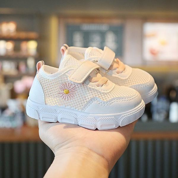 Bērnu sieta kedas ar izšuvumiem un velcro meitenēm