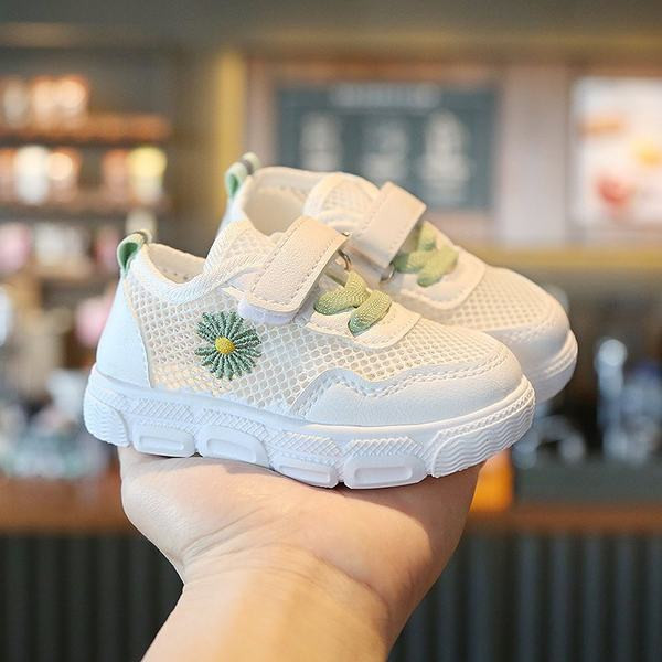 Bērnu sieta kedas ar izšuvumiem un velcro meitenēm