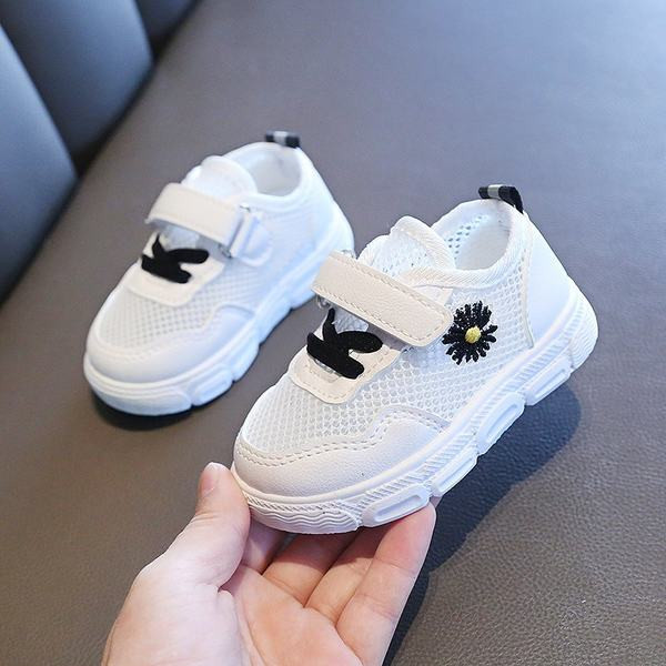 Bērnu sieta kedas ar izšuvumiem un velcro meitenēm