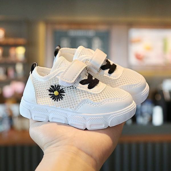 Bērnu sieta kedas ar izšuvumiem un velcro meitenēm