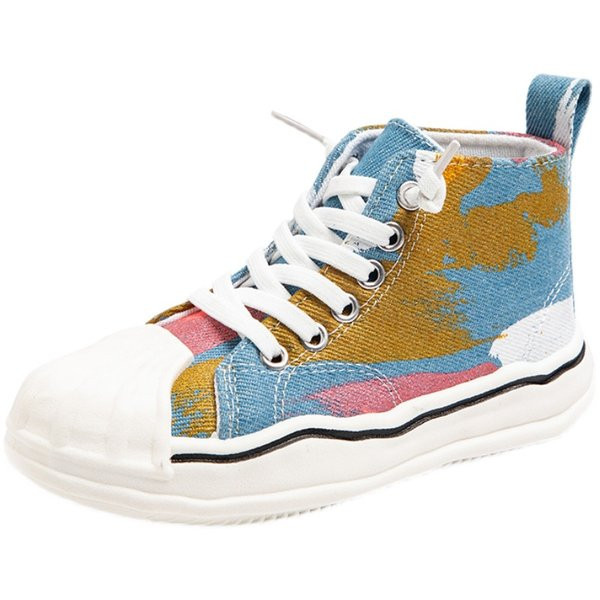 Bērnu krāsainas kedas ar plakanām zolēm un šņorēm