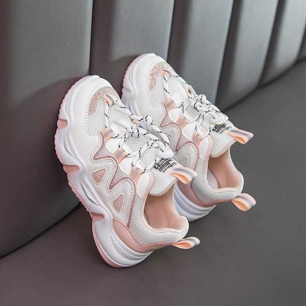 Детски маратонки с груба подметка от еко кожа за момичета 