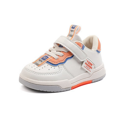 Унисекс детски маратонки от еко кожа с надпис и велкро лепенка