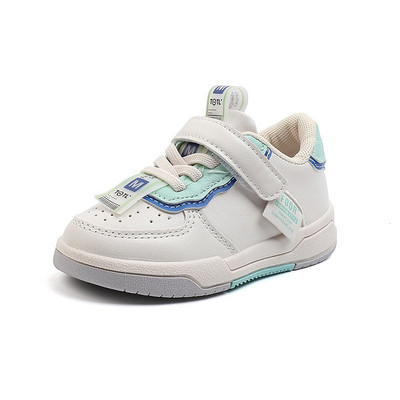 Унисекс детски маратонки от еко кожа с надпис и велкро лепенка