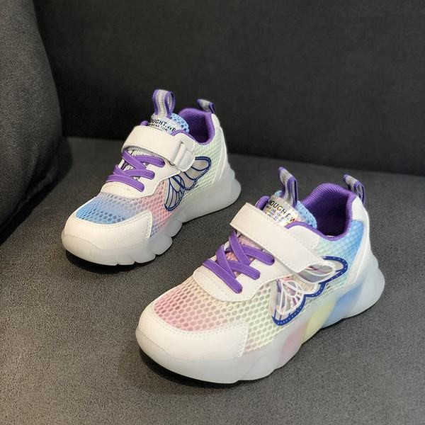 Мрежести детски маратонки с лепенка