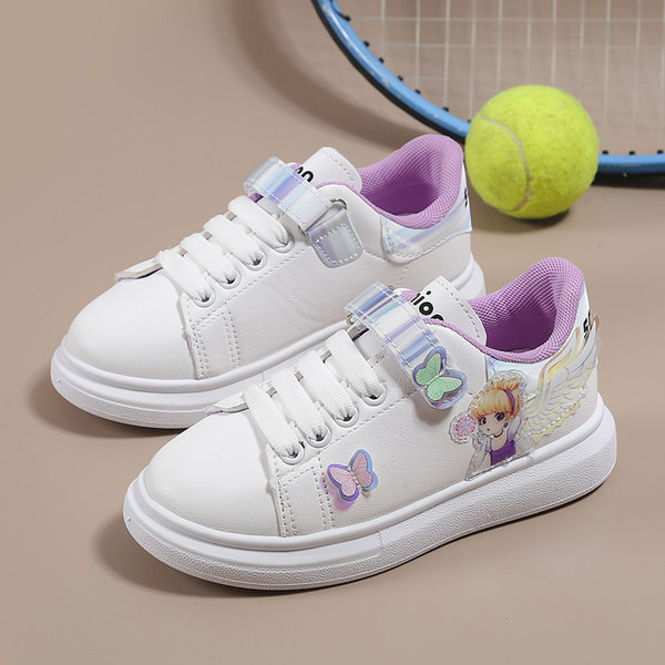 Детски кецове от еко кожа с цветна апликация