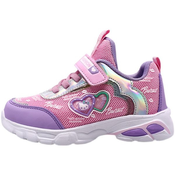 Детски маратонки с лепенка и цветен десен 