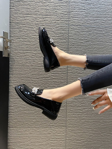 Дамски мокасини от еко кожа с декорация камъни