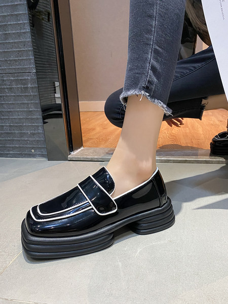 Дамски черни мокасини от еко кожа