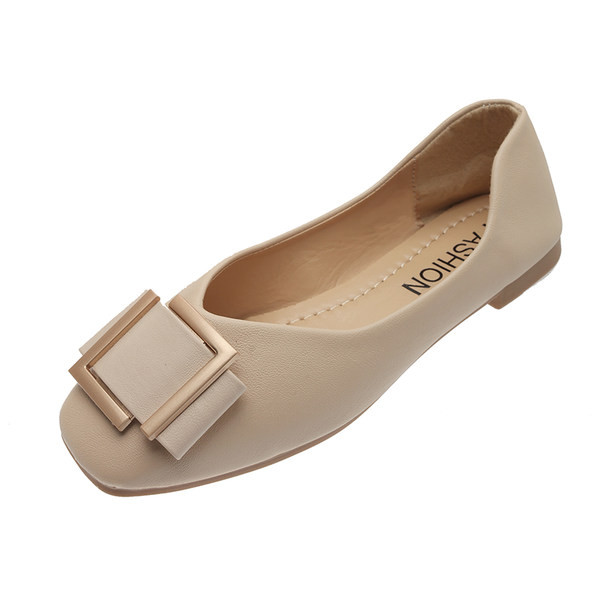 Дамски мокасини с метална квадратна катарама