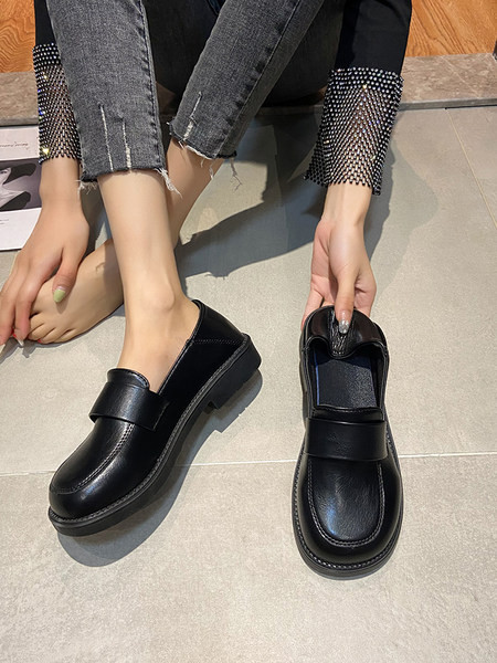 Дамски мокасини от еко кожа - черен цвят