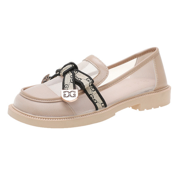 Дамски кожени мокасини от еко кожа с панделка