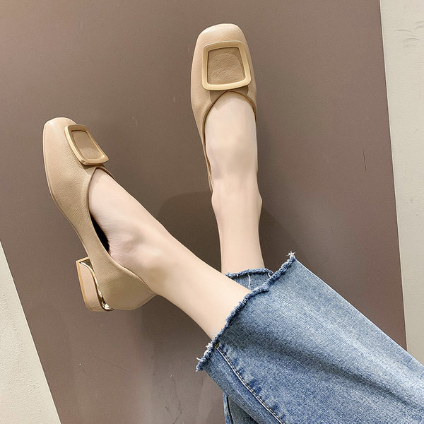 Mocasini casual cu cataramă pătrată pentru femei