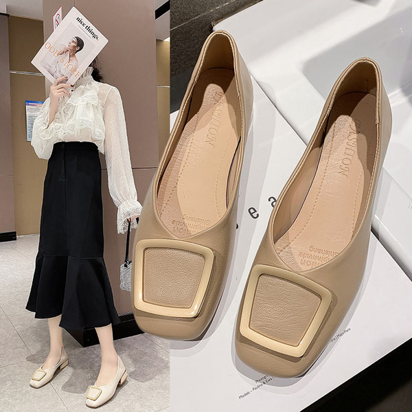 Mocasini casual cu cataramă pătrată pentru femei