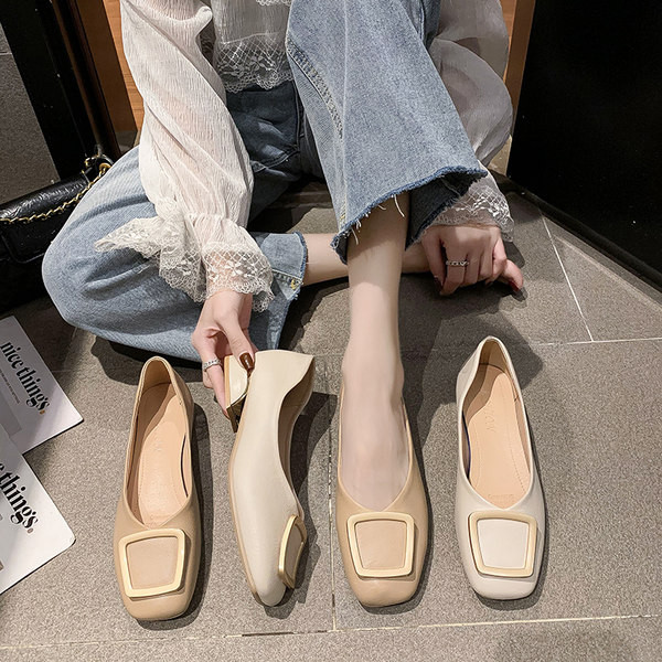 Mocasini casual cu cataramă pătrată pentru femei