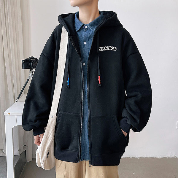 Мъжки ежедневен суичър с надпис и джобове