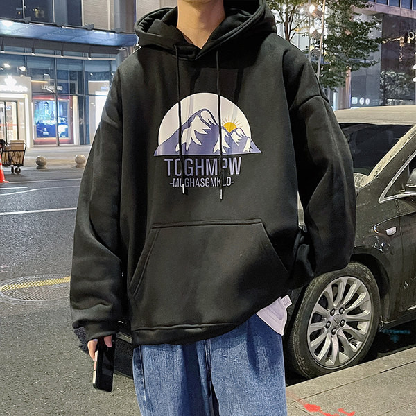 Мъжки суичър с качулка и щампа