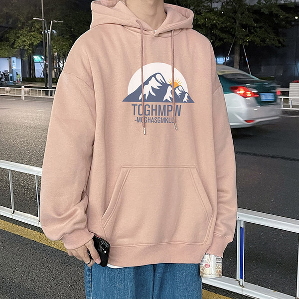 Мъжки суичър с качулка и щампа