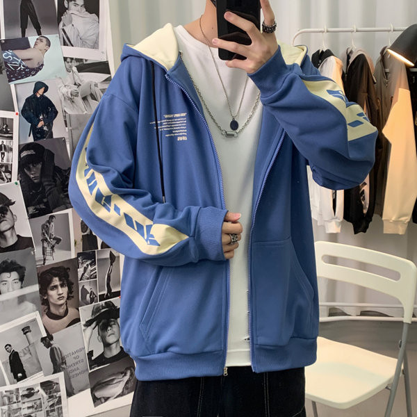 Ежедневен мъжки суичър с цип и надписи