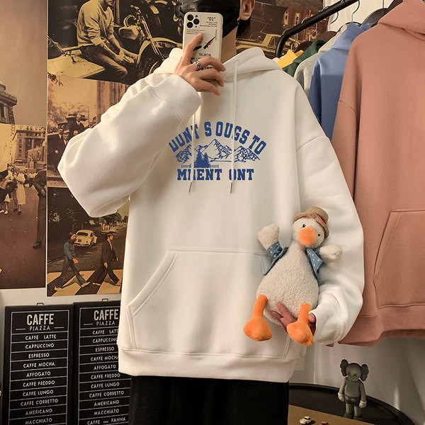 Мъжки суичър с щампа и връзки 