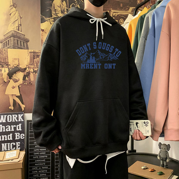 Мъжки суичър с щампа и връзки 