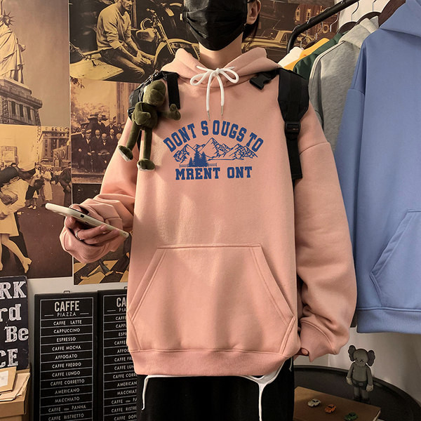 Мъжки суичър с щампа и връзки 