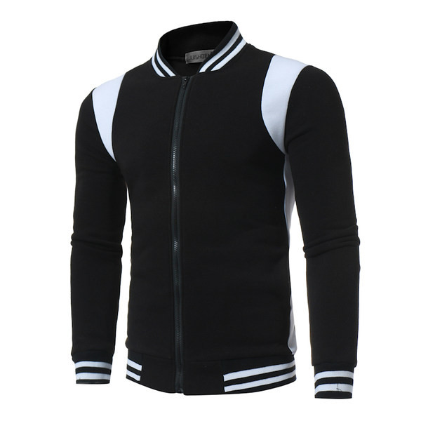 Мъжки втален суичър с цип и ниска яка