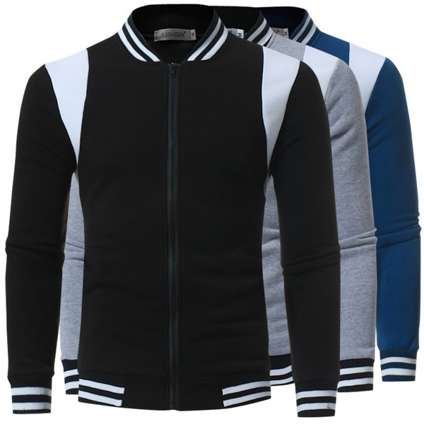 Мъжки втален суичър с цип и ниска яка