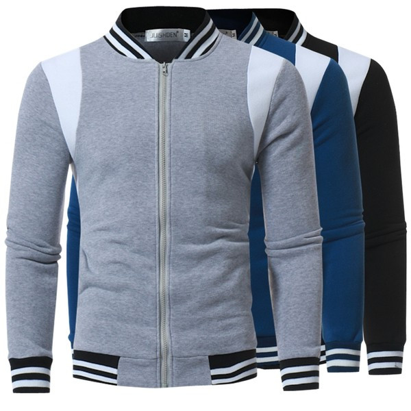 Мъжки втален суичър с цип и ниска яка