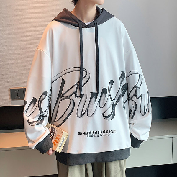 Meeste dressipluus kirjade ja kapuutsiga