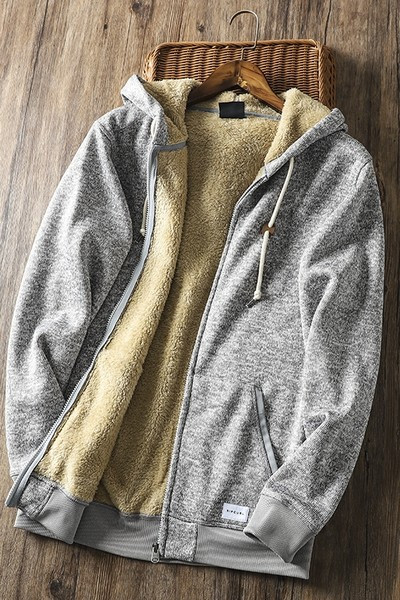 Hanorac pentru bărbați cu fermoar și căptușeală caldă