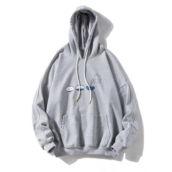 Hanorac pentru bărbați cu aplicație și glugă