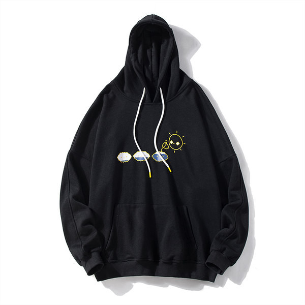 Hanorac pentru bărbați cu aplicație și glugă