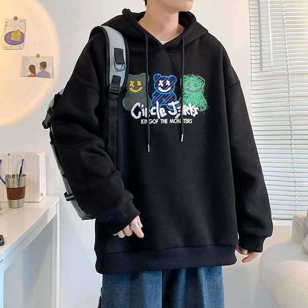 Hanorac pentru bărbați cu aplicații și glugă