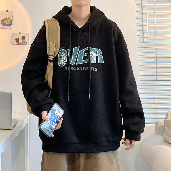 Meeste igapäevane kapuutsiga dressipluus ja kirjad