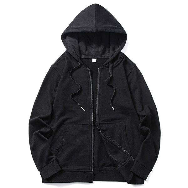 Hanorac zilnic monocolor cu fermoar și glugă