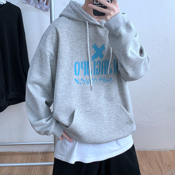 Hanorac larg pentru bărbați cu imprimeu și buzunare