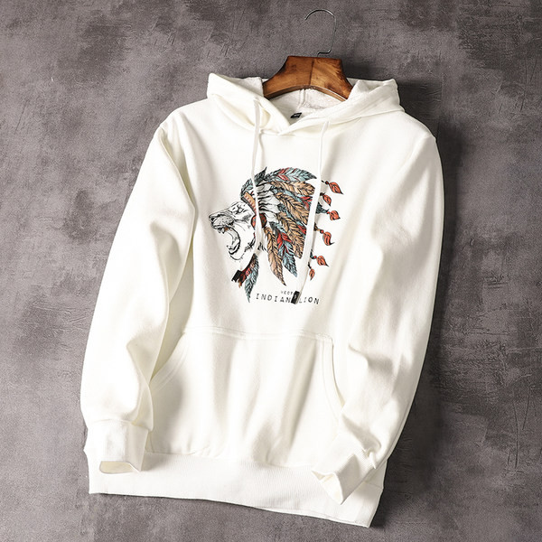 Hanorac zilnic pentru bărbați cu glugă și aplicație