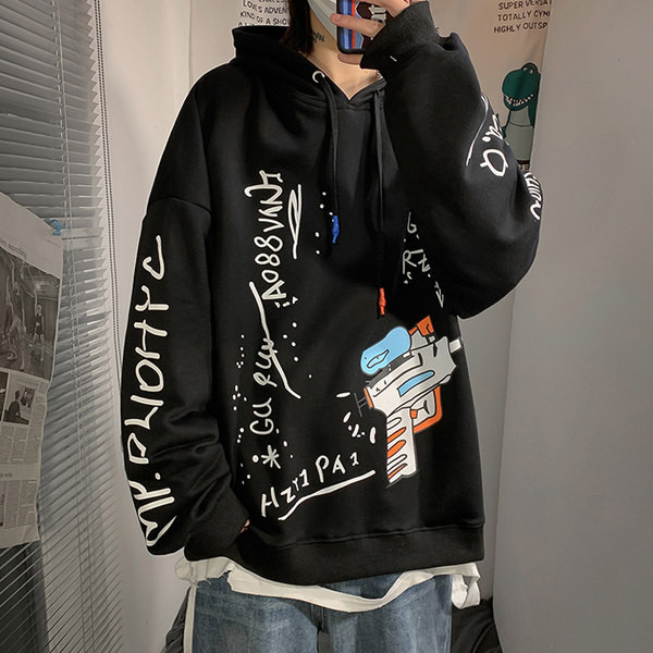 Hanorac barbatesc model larg cu imprimeu color