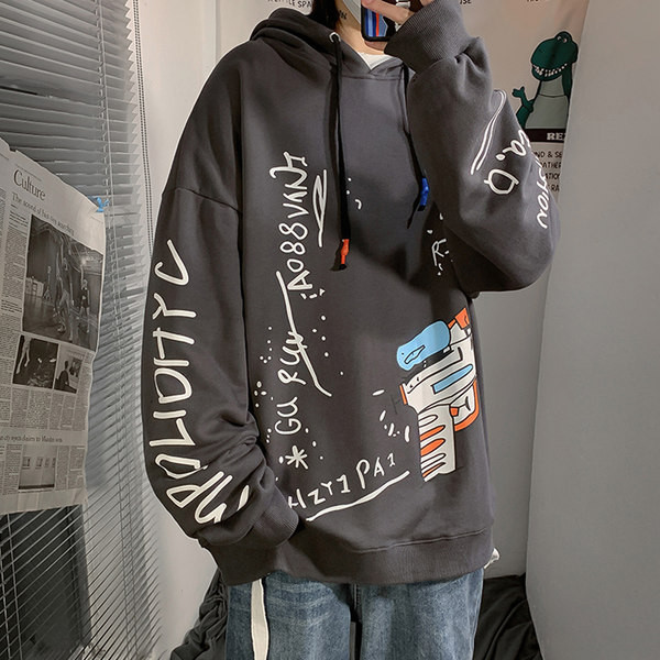 Hanorac barbatesc model larg cu imprimeu color