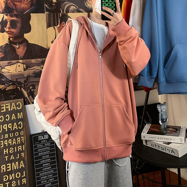 Широк суичър с цип и качулка