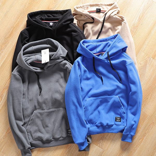 Hanorac pentru bărbați într-o singură culoare, cu glugă