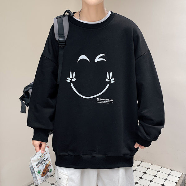 Мъжки суичър с щампа  - широк модел