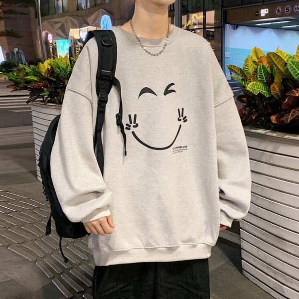 Мъжки суичър с щампа  - широк модел