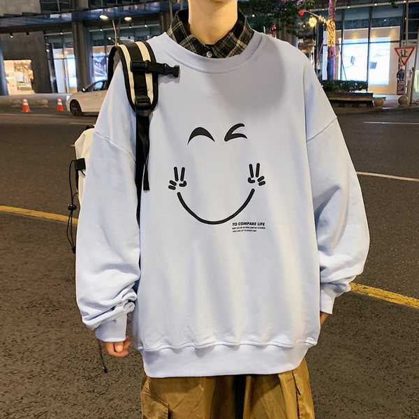 Мъжки суичър с щампа  - широк модел