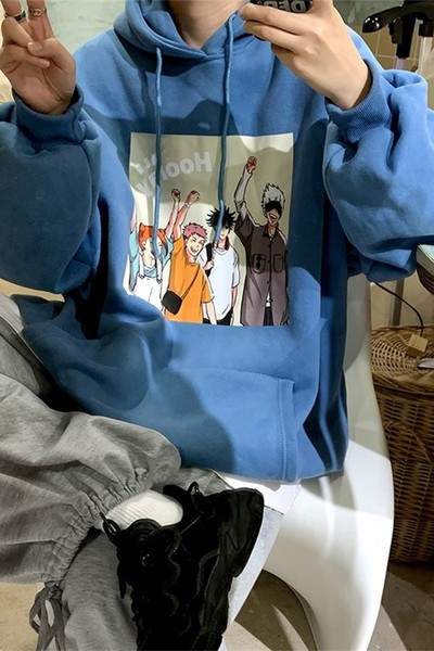 Hanorac casual barbatesc cu imprimeu si buzunar