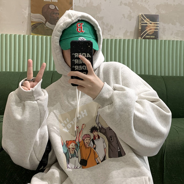 Hanorac casual barbatesc cu imprimeu si buzunar