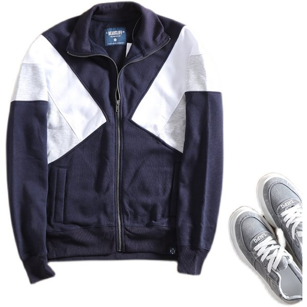 Hanorac pentru bărbați de culoare albastră și guler clasic