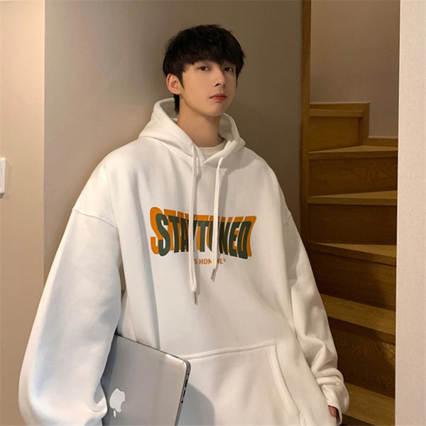 Hanorac larg pentru bărbați cu inscripție și glugă în patru culori